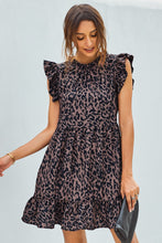 Load image into Gallery viewer, Leopard Print Ruffled Hemline Swing Dress
