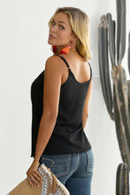 Load image into Gallery viewer, Black Spaghetti Strap Buttoned Tank Top
