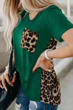 Load image into Gallery viewer, Green Leopard Printed Splicing T-Shirt
