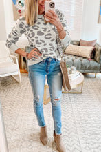 Load image into Gallery viewer, Gray Leopard Print Soft Knit Sweater
